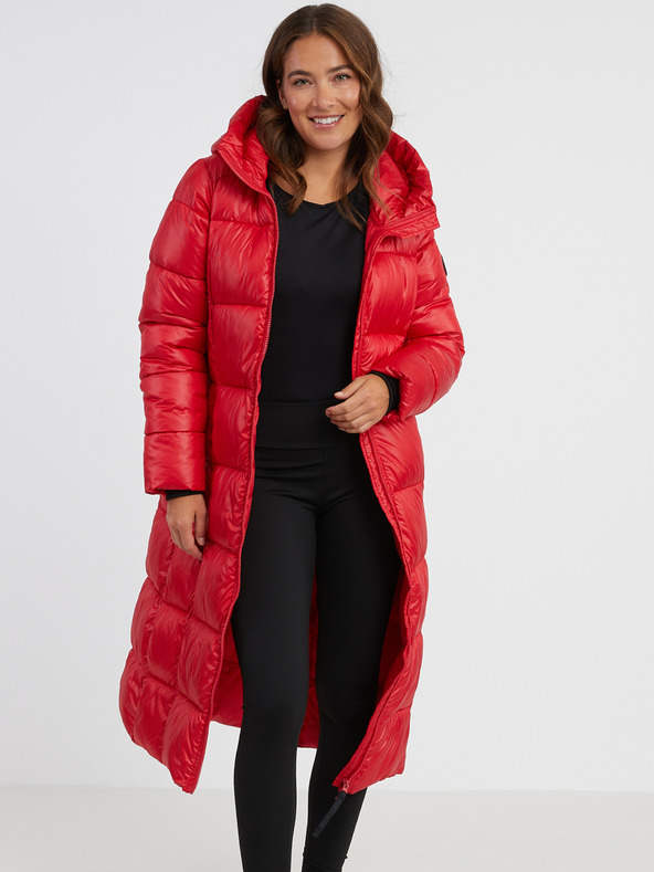 Sam 73 Piros női steppelt kabát kapucnival SAM 73 Anna