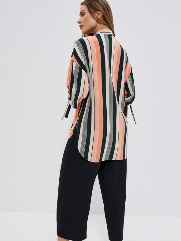 Moodo Fekete-narancs női csíkos póló Moodo