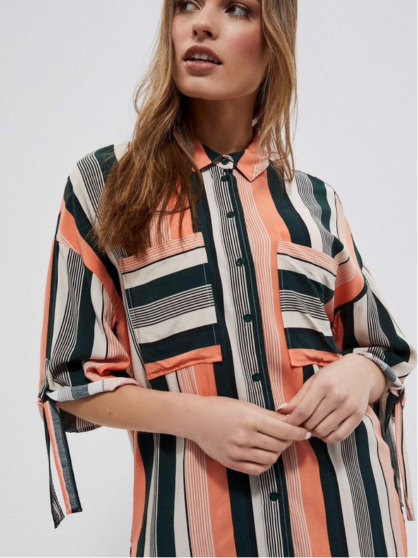 Moodo Fekete-narancs női csíkos póló Moodo