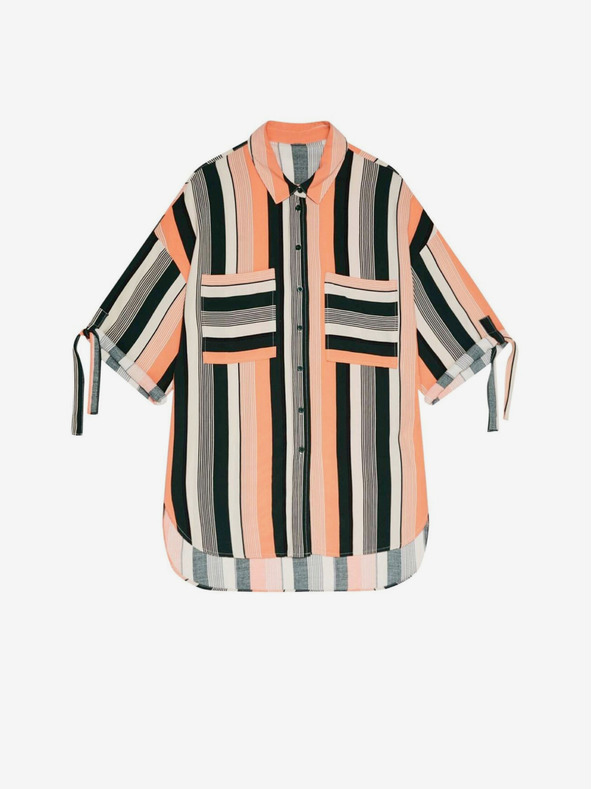 Moodo Fekete-narancs női csíkos póló Moodo