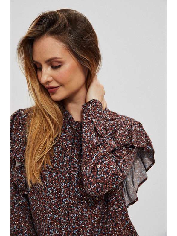 Moodo Barna női virágmintás blúz Moodo