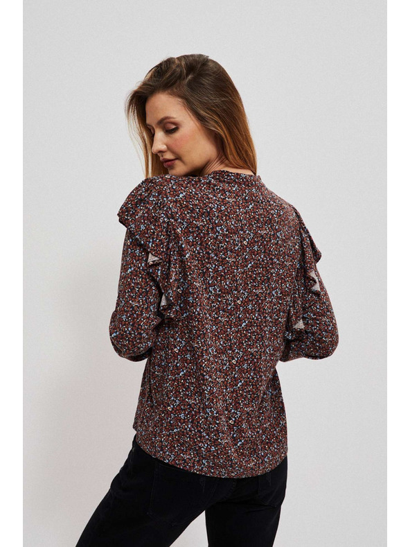 Moodo Barna női virágmintás blúz Moodo