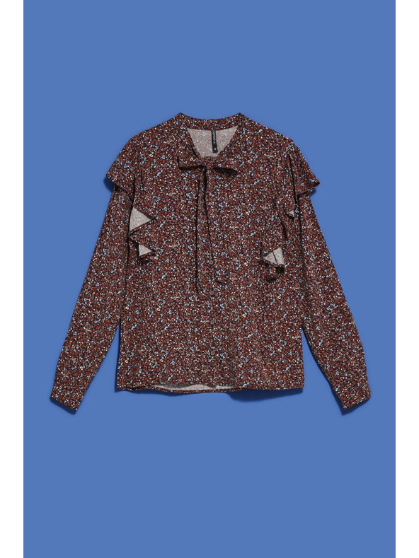 Moodo Barna női virágmintás blúz Moodo