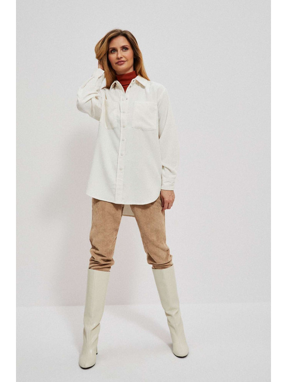 Moodo Krémszínű női kordbársony ing Moodo