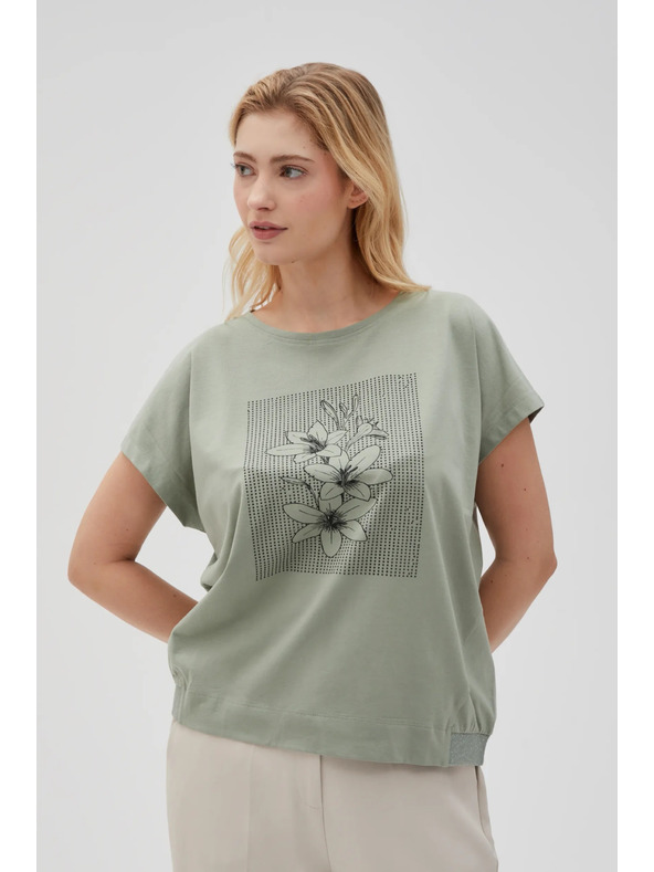 Moodo Olívazöld női póló Moodo