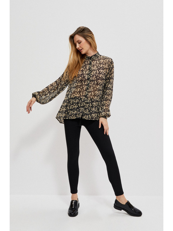 Moodo Bézs és fekete női mintás póló Moodo