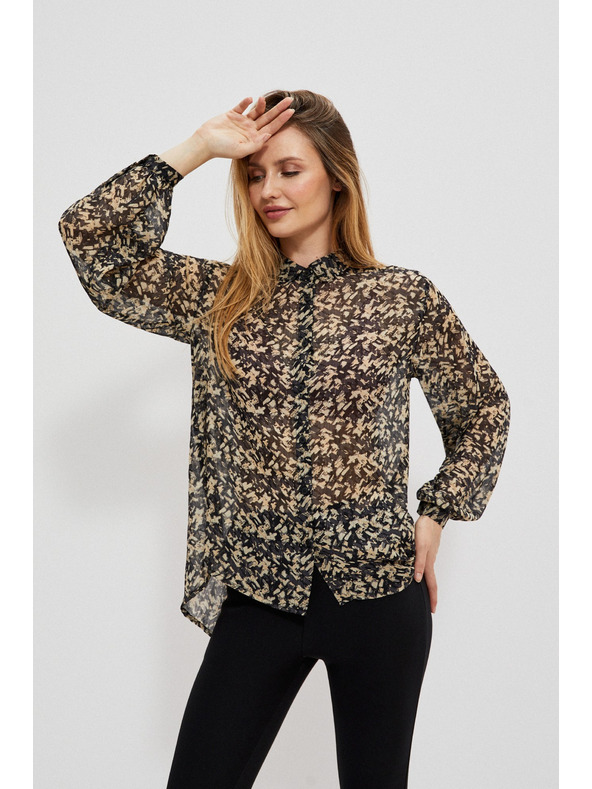 Moodo Bézs és fekete női mintás póló Moodo