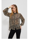 Moodo Bézs és fekete női mintás póló Moodo