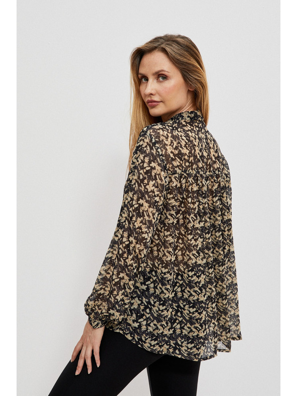Moodo Bézs és fekete női mintás póló Moodo