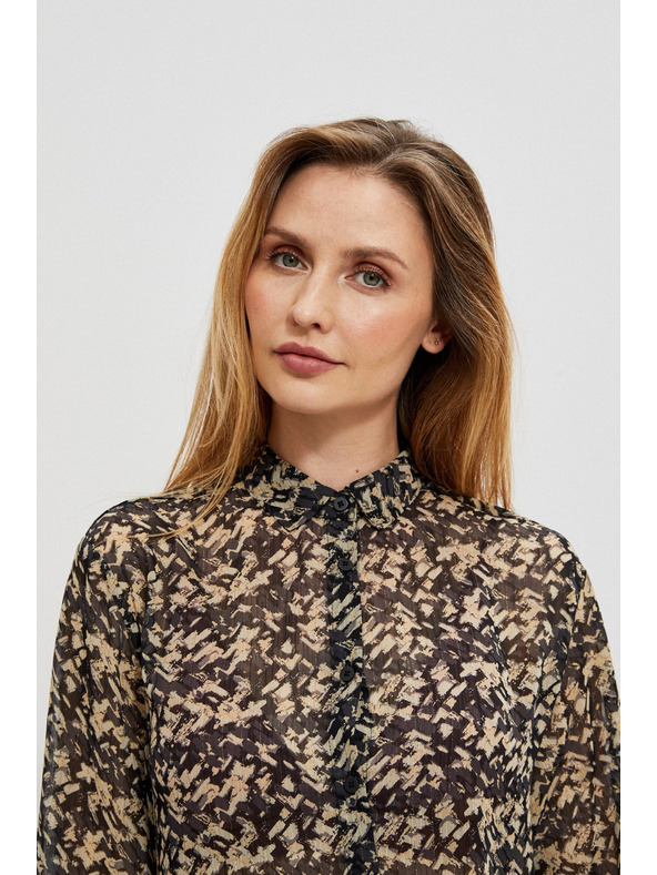 Moodo Bézs és fekete női mintás póló Moodo
