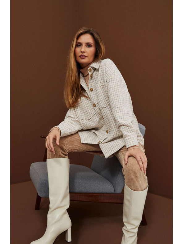 Moodo Bézs és krémszínű női kockás ing Moodo