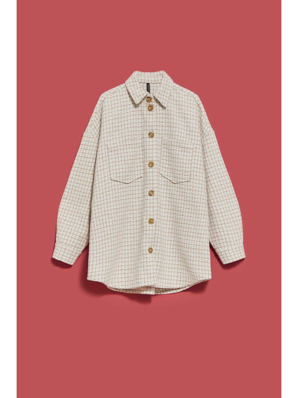 Moodo Bézs és krémszínű női kockás ing Moodo