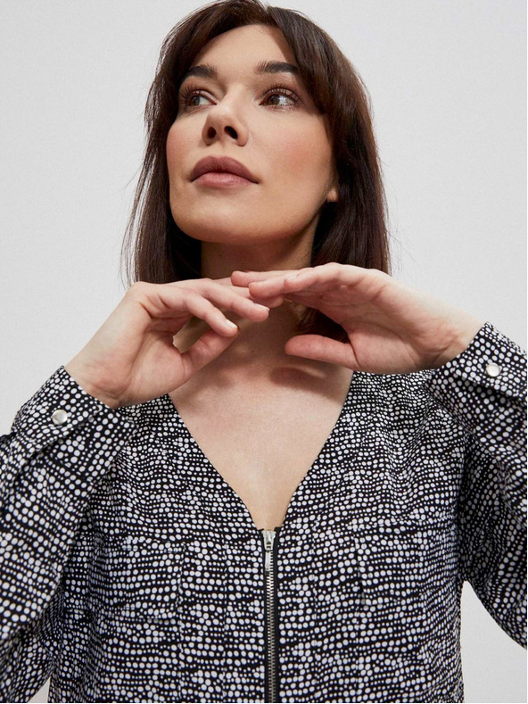 Moodo Fekete-fehér női mintás blúz Moodo