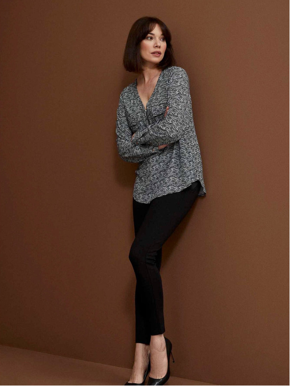 Moodo Fekete-fehér női mintás blúz Moodo