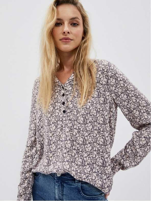 Moodo Moodo fehér és szürke női mintás póló