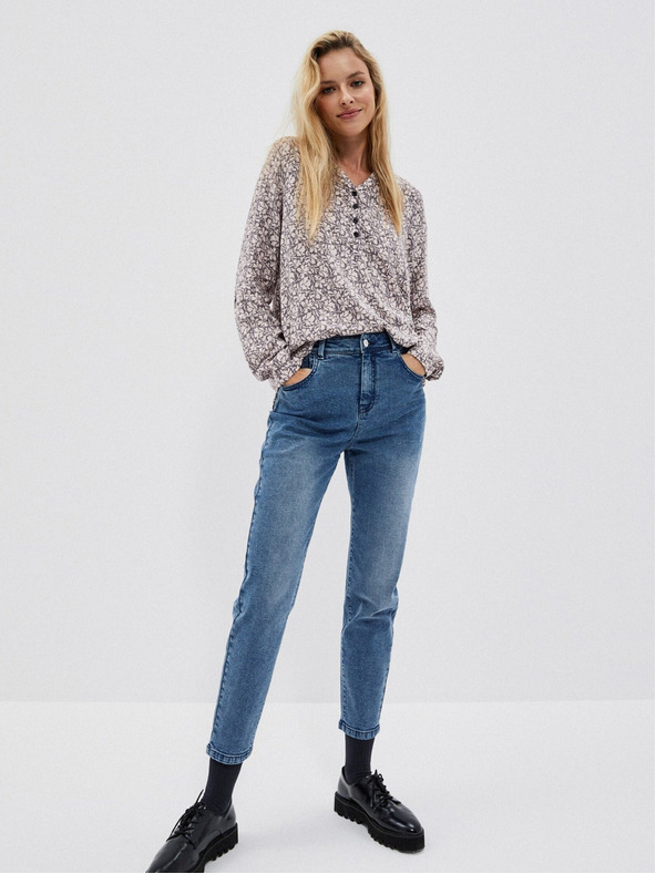 Moodo Moodo fehér és szürke női mintás póló