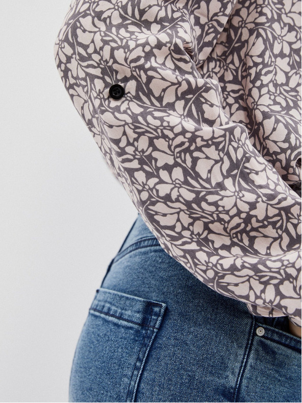 Moodo Moodo fehér és szürke női mintás póló