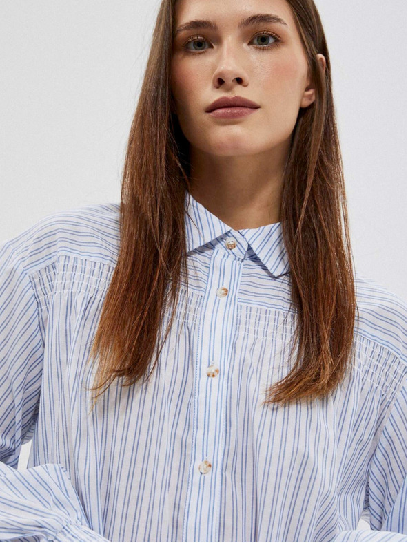 Moodo Fehér és kék női csíkos ing Moodo
