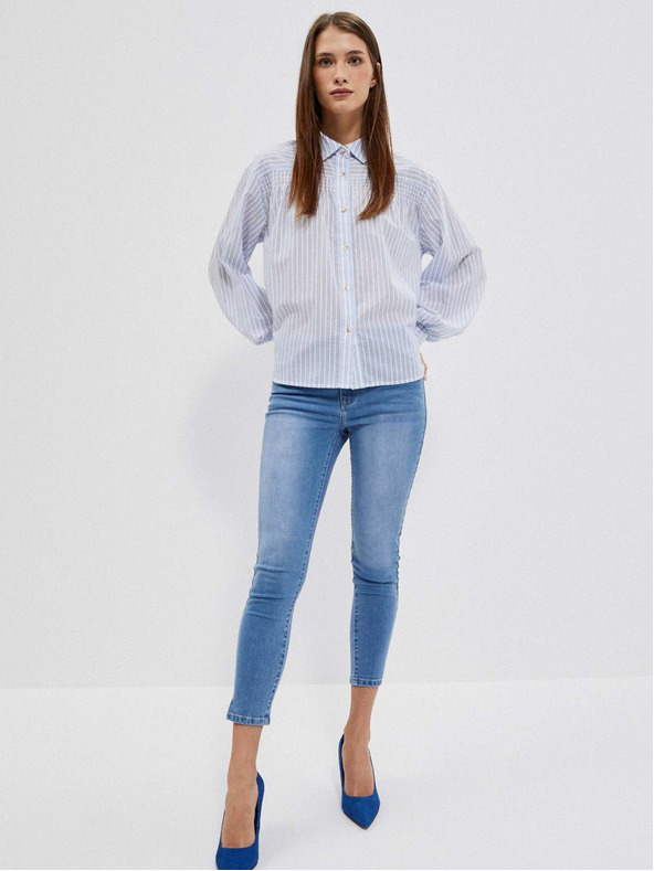 Moodo Fehér és kék női csíkos ing Moodo