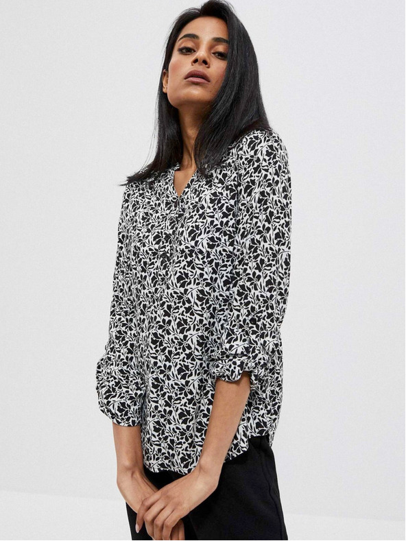 Moodo Fehér és fekete női virágos női ing Moodo