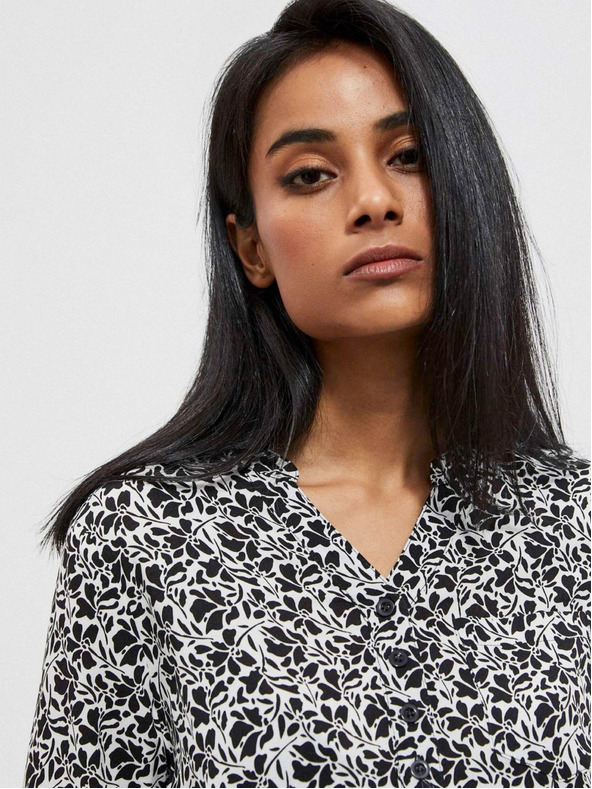 Moodo Fehér és fekete női virágos női ing Moodo