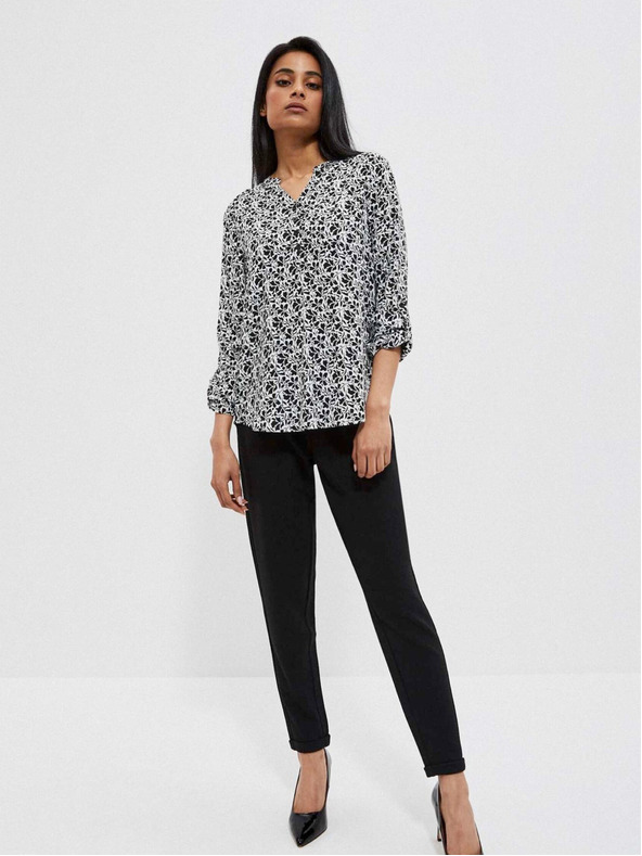 Moodo Fehér és fekete női virágos női ing Moodo