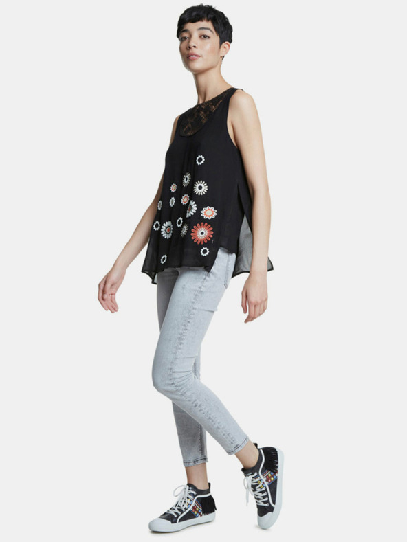 Desigual Fekete mintás blúz Desigual -Tebas