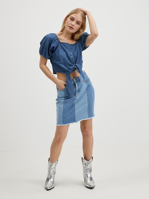 Pieces Kék női farmer crop top Pieces Tinka Tinka