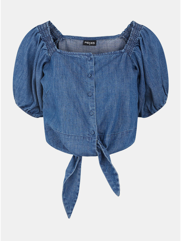 Pieces Kék női farmer crop top Pieces Tinka Tinka