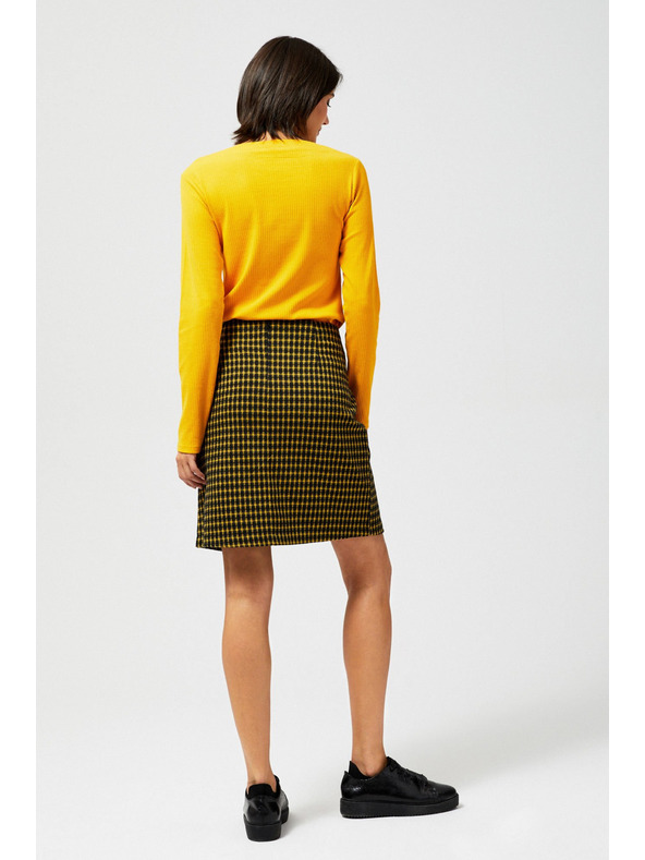 Moodo Fekete-sárga női kockás szoknya Moodo