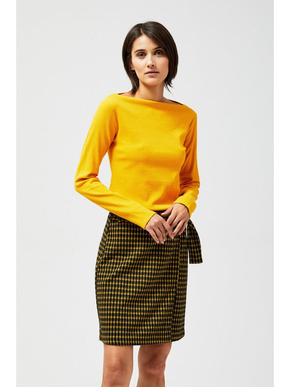 Moodo Fekete-sárga női kockás szoknya Moodo