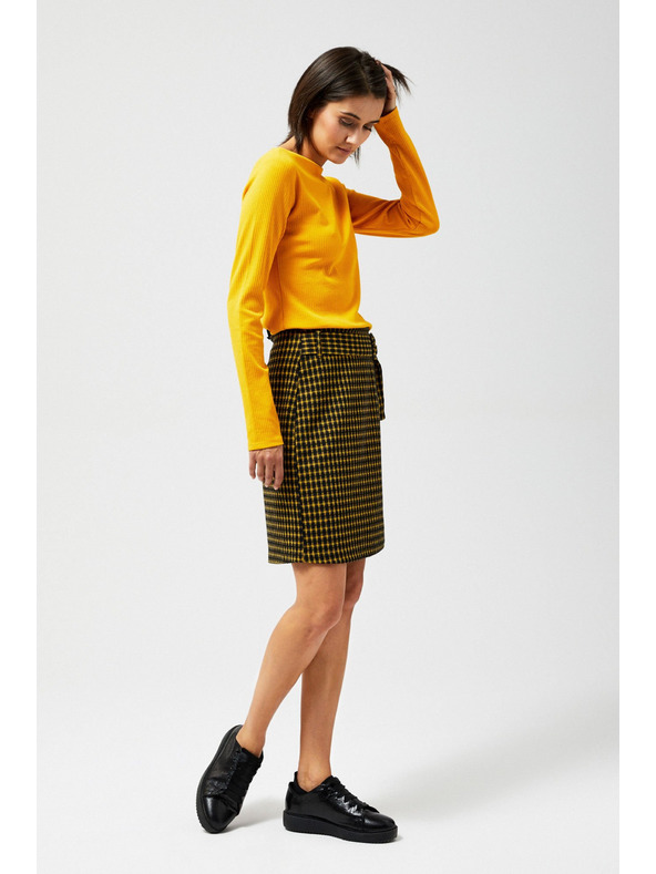 Moodo Fekete-sárga női kockás szoknya Moodo