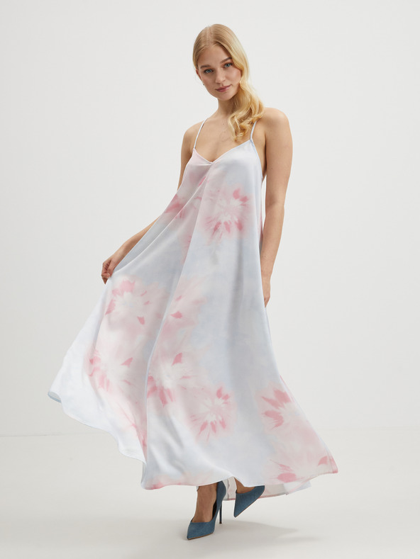 ONLY Rózsaszín és kék női mintás, pántos maxiruha ONLY Tina