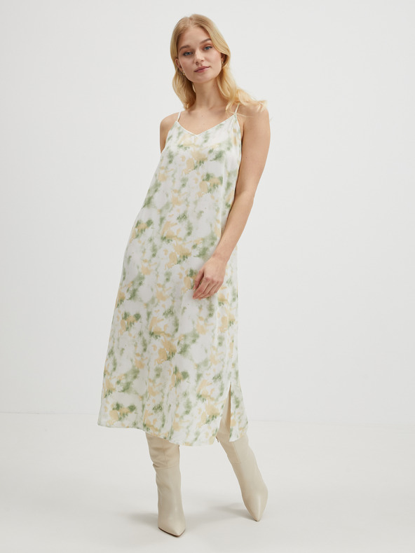 Vila Bézs és zöld női mintás midi ruha VILA Barina