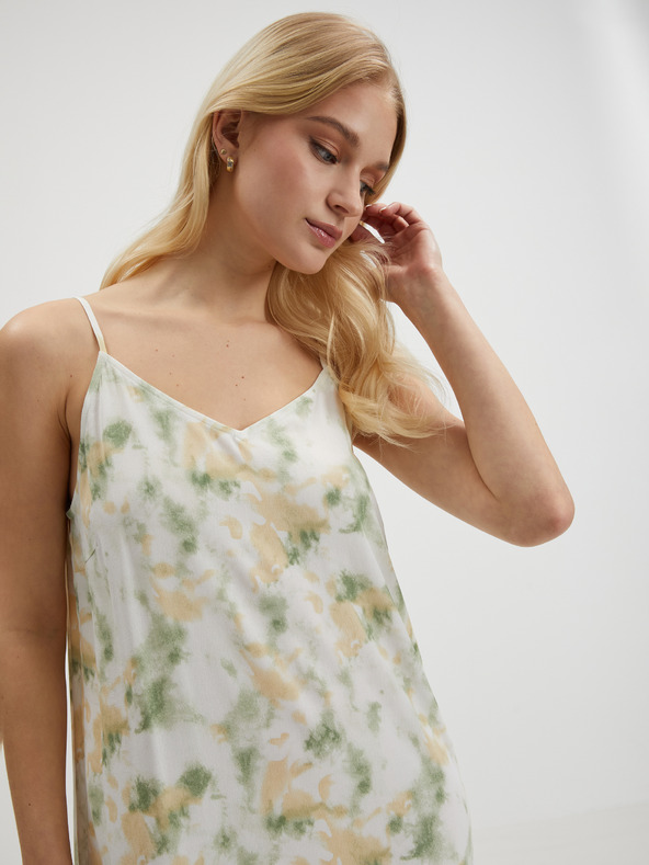 Vila Bézs és zöld női mintás midi ruha VILA Barina