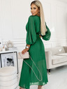 numoco 414-3 KLARA redős ruha övvel és dekoltázzsal - zöld