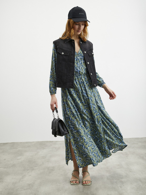 ZOOT.lab Kékeszöld női mintás hosszú ruha ZOOT.lab Eliane ZOOT.lab Eliane