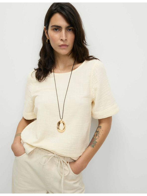 Marks & Spencer Tiszta pamut felső, normál szabás Marks & Spencer krém