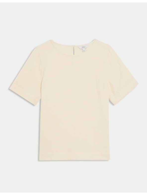 Marks & Spencer Tiszta pamut felső, normál szabás Marks & Spencer krém