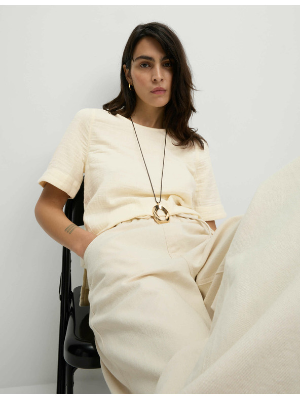 Marks & Spencer Tiszta pamut felső, normál szabás Marks & Spencer krém