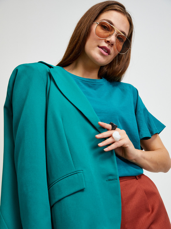 ZOOT.lab Petrol póló fodros ujjakkal ZOOT.lab Aurelia