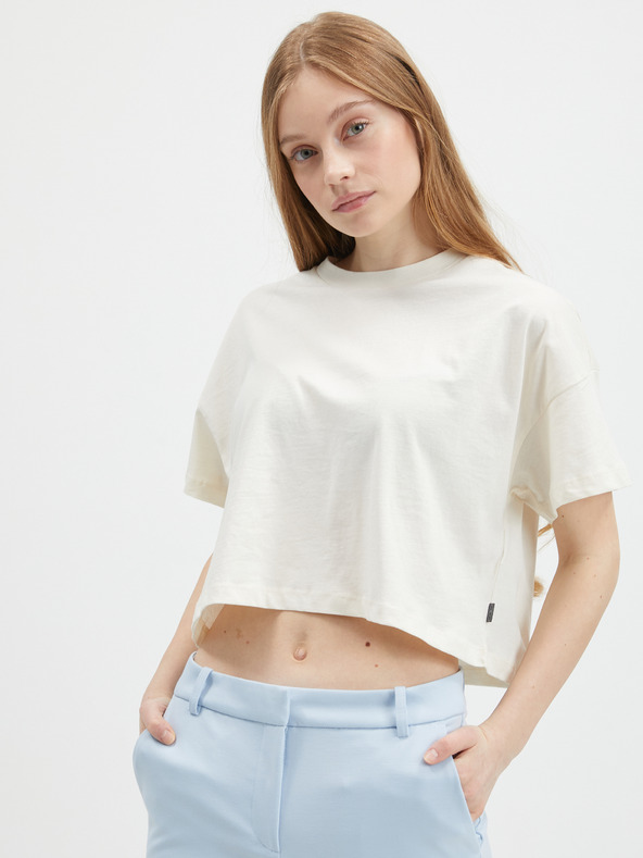 Noisy May Krémszínű crop top póló Noisy May Alena