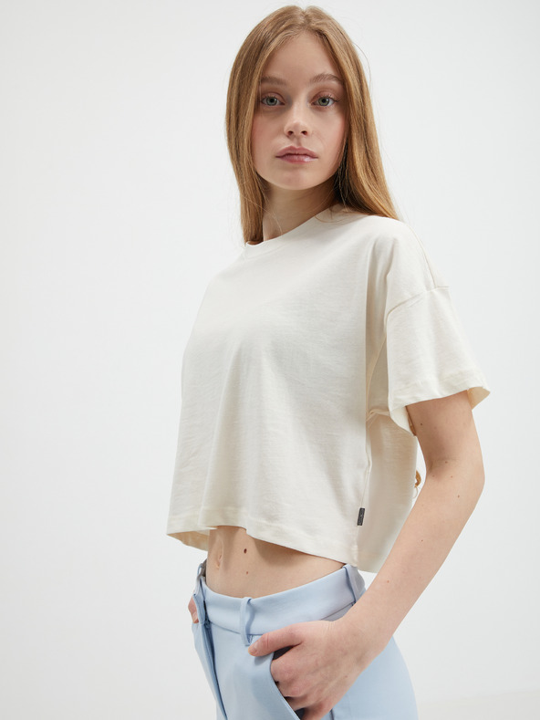 Noisy May Krémszínű crop top póló Noisy May Alena