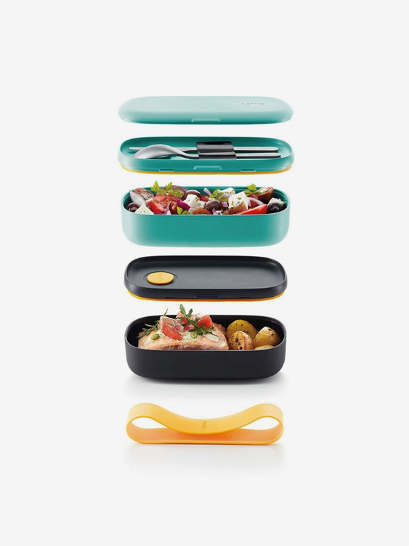 Lékué Lékué LunchBox To Go fekete-türkiz uzsonnás doboz (1000 ml)