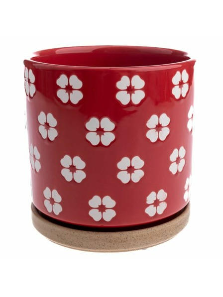 Casa de Engel Kerámia virágcserép tállal, piros, 0/12