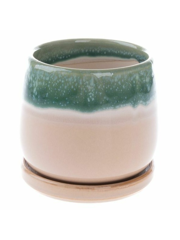 Casa de Engel Kerámia virágcserép tállal, zöld, 0/24