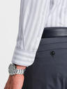 Ombre Clothing Férfi fehér csíkos REGULAR FIT ing zsebes Ombre ruházattal