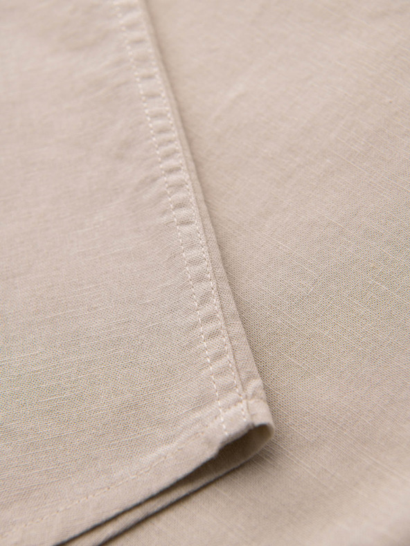 Ombre Clothing Férfi rövid ujjú ing kubai gallérral bézs Ombre Ruházat