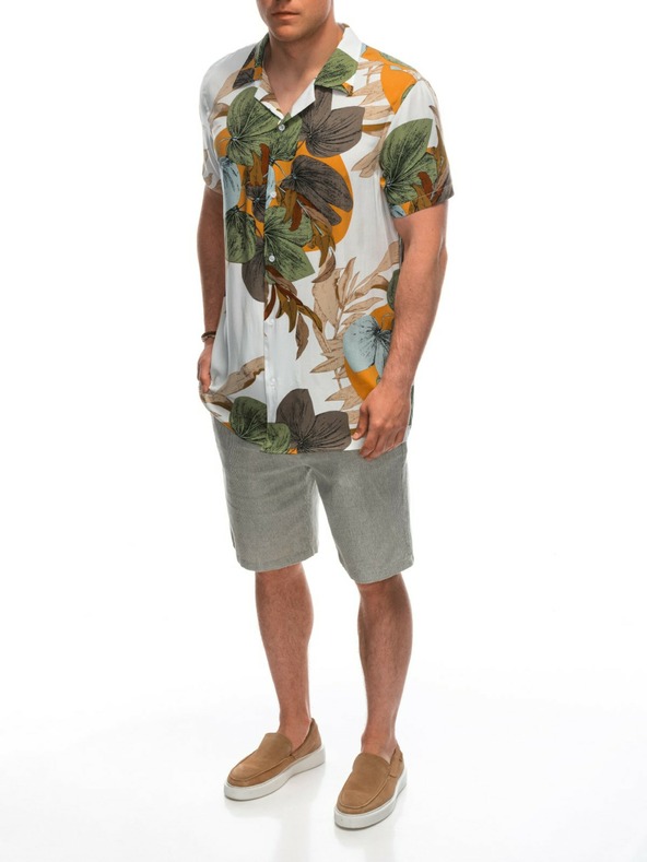 Ombre Clothing Férfi viszkóz mintás rövid ujjú póló OM-SHPS-0113 Ombre Clothing fehér