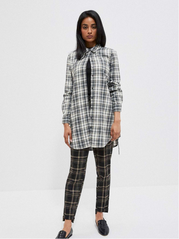 Moodo Moodo fehér és szürke női kockás ing kabátkabát